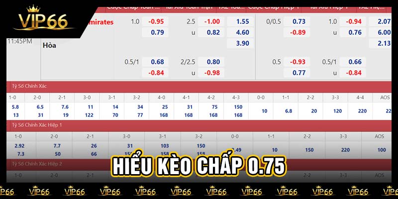Hiểu kèo chấp 0.75